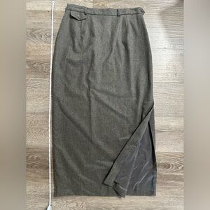 VINTAGE RALPH LAUREN WOOL CASHMERE LONG SKIRT GRAY SIZE 12